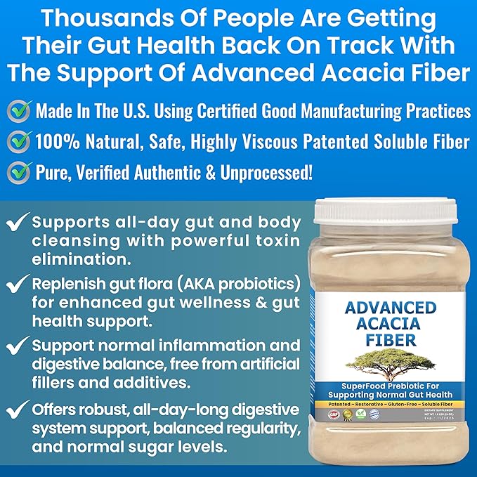 Kidney Restore Acacia Fiber Powder Prebiotic Soluble Fiber Powder Perfect Bathroom Trips, Digestion, IBS Relief, Leaky Gut Repair 24oz w/Scooper
