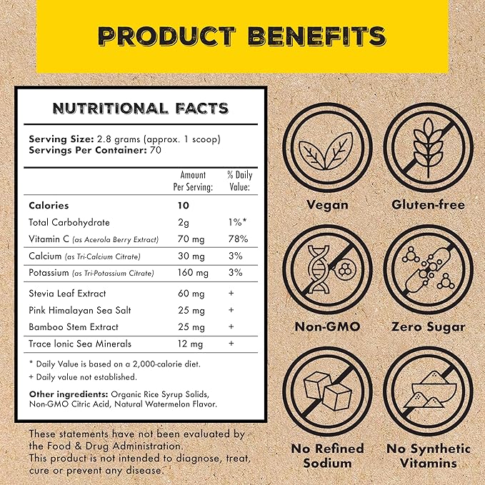 Superieur Electrolytes – Plant Based Electrolyte Supplement w/Sea Minerals for Hydration & Recovery – Keto Friendly, Non-GMO, Zero Sugar, Vegan Healthy Sports Drink Powder – Lola Lemon (70 Servings)