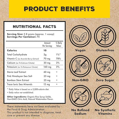 Superieur Electrolytes – Plant Based Electrolyte Supplement w/Sea Minerals for Hydration & Recovery – Keto Friendly, Non-GMO, Zero Sugar, Vegan Healthy Sports Drink Powder – Lola Lemon (70 Servings)