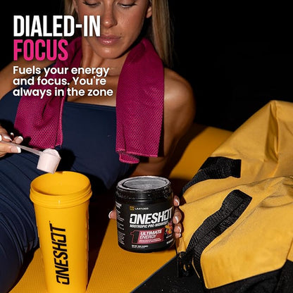 ONESHOT Pre Workout Powder for Men and Women - BCAAS Amino Acids Supplement Powder, 200mg Caffeine Powder, Beta Alanine Powder, Citrulline Malate Preworkout Powder - Fruit Punch - 30 Servings
