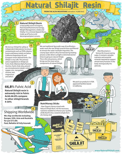 NATURAL SHILAJIT Capsules (1-2 Months Supply) - 60 Count - Shilajit for Men & Women with Fulvic Acid & Trace Minerals, Plant Based Nutrients for Energy, Immune Support & Vitality