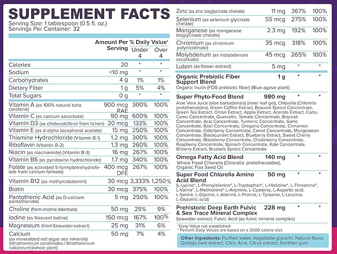 Bio Naturals Children's Liquid Multivitamin & Immune Booster - Natural Supplement for Kids & Toddlers with Vitamins A B C D3 E, Fiber, Fruits & Vegetables - No GMOs, Gluten, Sugar, Dairy, Soy - 16oz