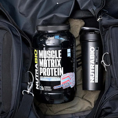 NutraBio Muscle Matrix Protein Powder, Confetti Cake - 25g of Protein Per Scoop - Whey Isolate and Micellar Casein Combo - 2 Pounds, 28 Servings