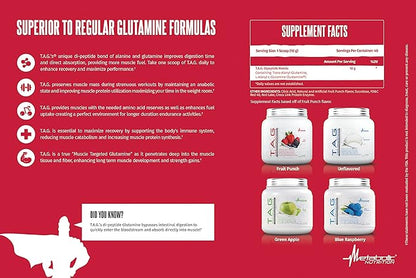 Metabolic Nutrition, TAG, Trans Alanyl Glutamine, 100% L-Glutamine Peptide Powder, Pre Intra Post Workout Supplement, 400 Grams (40 Servings) (Unflavored)