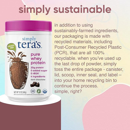 teraswhey Simply Pure Whey Protein, Dark Chocolate, 24 oz
