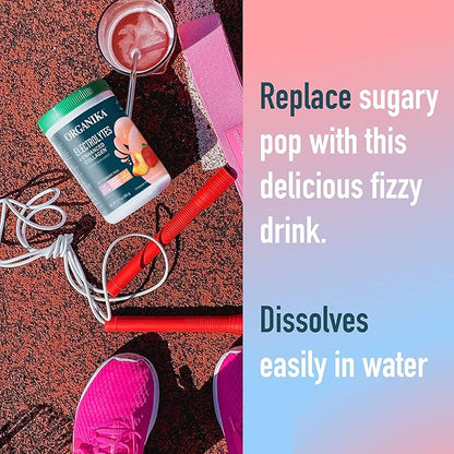 Organika Electrolytes + Enhanced Collagen- Strawberry Peach Flavor- Sugar-Free Hydration + Protein 360 Gram - 30 Servings