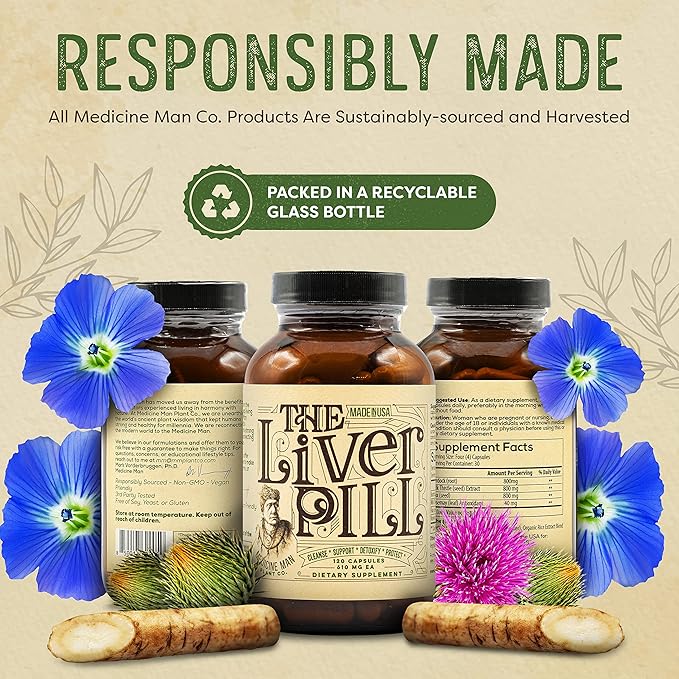 The Liver Pill 120 Capsules - Herbal Liver Cleanse Detox & Repair Pills with Burdock Root, Milk Thistle, Rosemary, and Flax Seed - Non-GMO, Organic, and Natural Liver Detox Pills for Men and Women