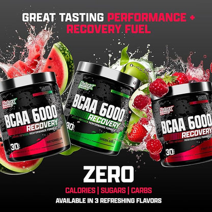 Nutrex Research - BCAA Powder 6000 Amino Acid - 6 Grams of BCAAs Amino Acids Supplement for Post Workout Recovery & Muscle Growth - Amino Energy Workout Recovery Drink (Fruit Punch - 30 Servings)