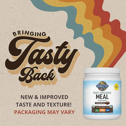 Garden of Life Meal Replacement Shakes, Vegan Protein Powder, Raw Organic Protein Powder, Chocolate Protein Powder with Plant Based Pea Protein, Sprouts, Greens, Probiotics, Dairy Free 14 Servings