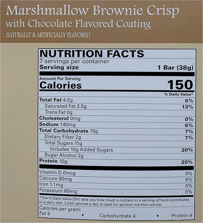 Marshmallow Brownie Crisp Bar - New Journey Weight Loss & Wellness - High Protein Meal Replacement Nutrition Bar (7 bars/box)
