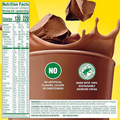 Carnation Breakfast Essentials High Protein Powder Drink Mix, Rich Milk Chocolate, 10 Count Box Packets (Pack of 6) (Packaging May Vary)