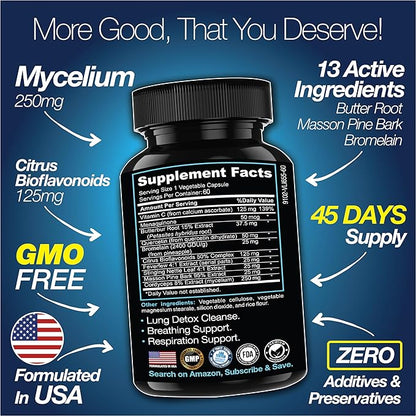 Lung Cleanse Detox, 60 Day Cleanse - Supports Lung Health Within Bronchial & Respiratory Systems - Quit & Stop Smoking Aids - Herbal Detox for Lungs