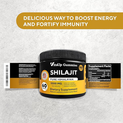 Shilajit Gummies - Himalayan Shilajit Gummies for Men & Women 1000mg - Sugar Free Shilajit Gummies - Natural Shilajit for Men Gummies - Healthy Aging, Immune, Energy Support - 60 Count