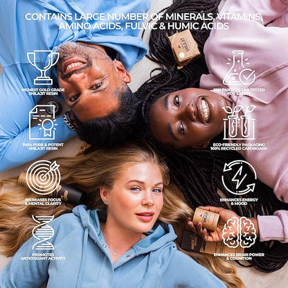 NATURAL SHILAJIT Capsules (1-2 Months Supply) - 60 Count - Shilajit for Men & Women with Fulvic Acid & Trace Minerals, Plant Based Nutrients for Energy, Immune Support & Vitality