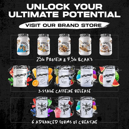 AFTERDARK INHUMAN Pre-Workout Powder, Enhanced Mind-Muscle Connection, Sustained Energy, Potent Nootropic Blend, Vegan, Gluten-Free, Soy-Free, 400mg Caffeine, No Crash, SnowCone