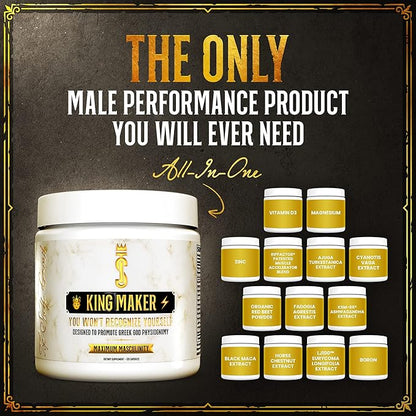King Maker, 13-in-1 Anabolic Supplement for Men to Increase Stamina, Lean Muscle Growth & Recovery, N.O. Booster with Tongkat Ali (LJ100), 120 Capsules