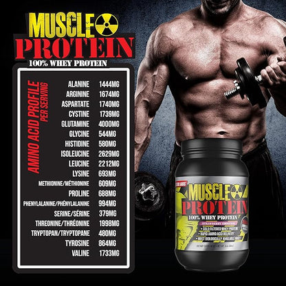 Muscle Protein Whey Powder [5 lbs/Pack of 1]–Strawberry Protein Powder, Cold Filtered, 25g Pure Protein, 6.6g BCAAs (Packaging May Vary)