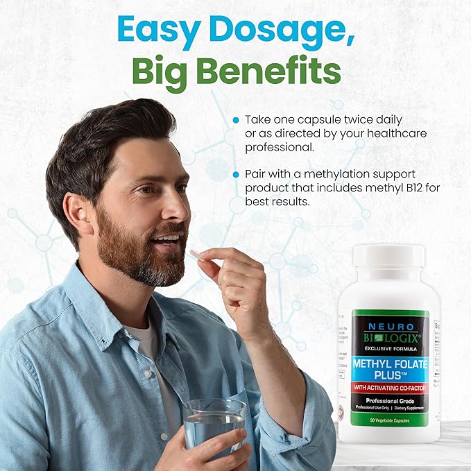 Methyl Folate Plus - Advanced Blend of L-5-Methylfolate, Folinic Acid & B Vitamins for Methylation Support - Methylfolate Supplement for Neurological & Immune Function Support