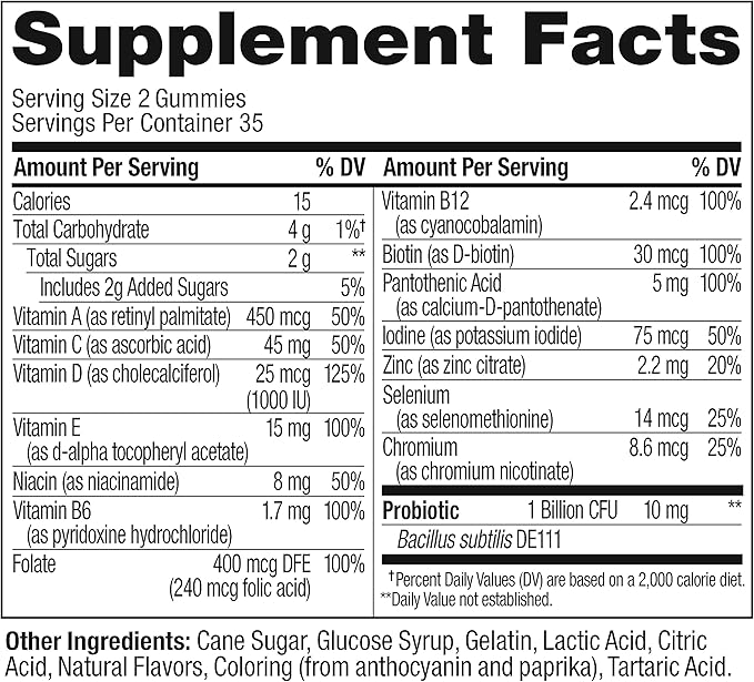 Olly Multi + Probiotic Adult Multivitamin Gummy, 1 Billion CFUs, Digestive and Immune Support Chewable Supplement, 35 Day Supply (70 Gummies), Tropical Twist
