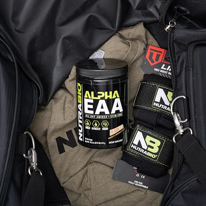 NutraBio Alpha EAA Hydration and Recovery Supplement - Full Spectrum EAA BCAA Matrix with Electrolytes, Nootropics, Coconut Water - Recovery, Energy, Focus, and Hydration Supplement - Peach Tea