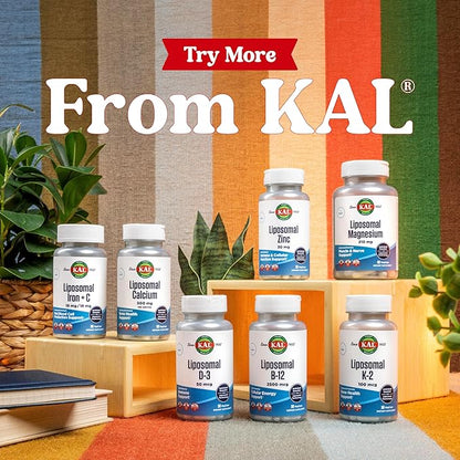 KAL Liposomal Multivitamin - High Potency Liposomal Vitamin C, D-3, and More - Men and Women Multivitamin for Cardiovascular and Nervous System Support - 30 Servings, 60 VegCaps
