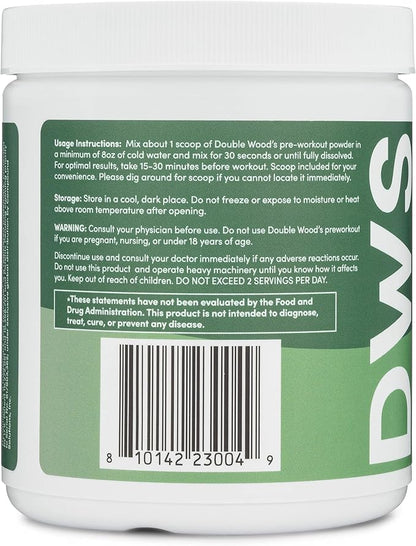 Pre Workout Powder for Men & Women (30 Servings of Caffeine, Beta Alanine, L-Citrulline, Dynamine, L-Theanine, Taurine, Theacrine, & More) Preworkout Powder with Scoop by Double Wood (Blue Raspberry)