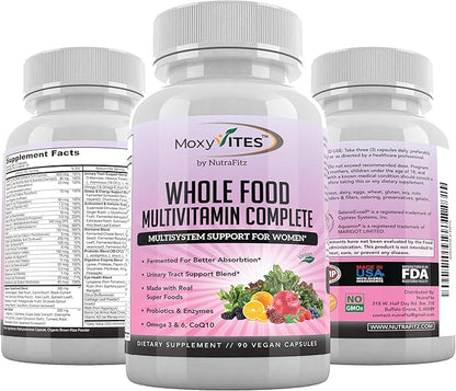 Daily Multivitamin for Women with Iron - Womens Multivitamin with 44 Organic Whole Food & Fermented Nutrients - Daily Vitamin for Women Complete Multisystem Support, 90 Vegan Caps, Non GMO