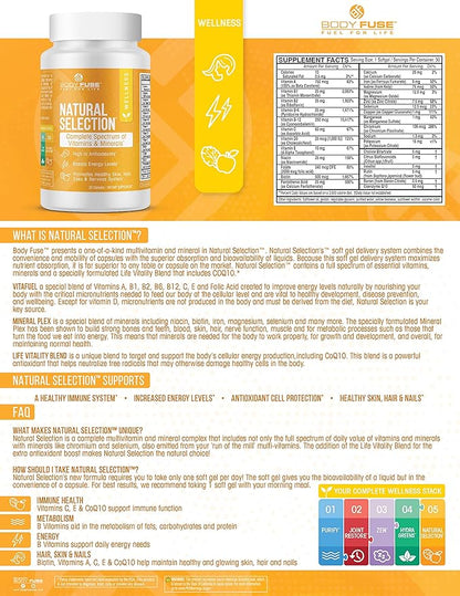 Natural Selection Multi-Vitamin | Immune Support & Antioxidant Cell Protection | Gelcap 30 Servings
