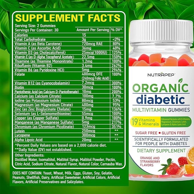 Premium Multivitamin Chewable Gummies for Women & Men - Sugar-Free & Gluten Free Supplement Vitamins - Calcium Magnesium Zinc Manganese Thiamine Biotin…