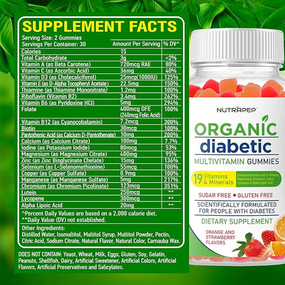 Premium Multivitamin Chewable Gummies for Women & Men - Sugar-Free & Gluten Free Supplement Vitamins - Calcium Magnesium Zinc Manganese Thiamine Biotin…