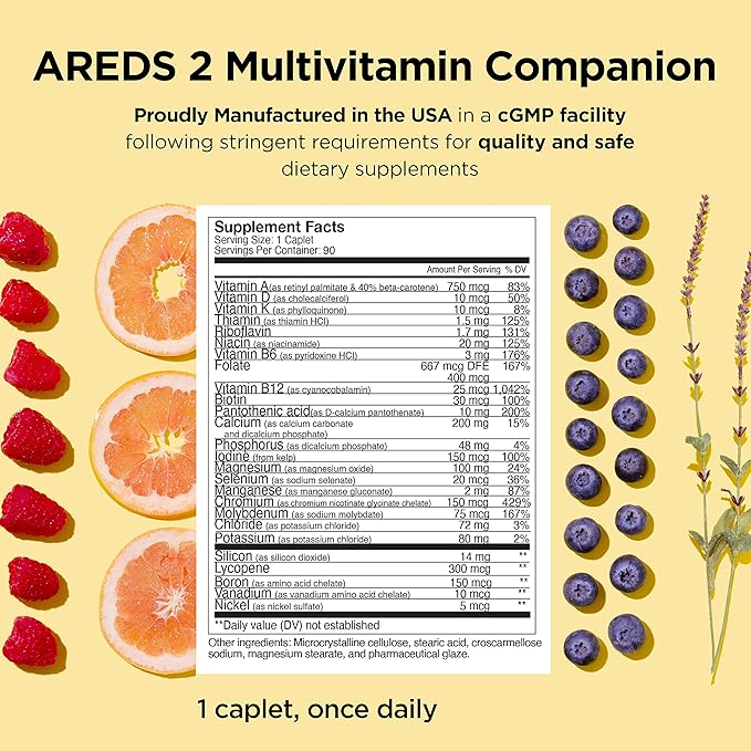 Viteyes AREDS 2 Capsules and Viteyes Multivitamin AREDS 2 Companion, Single Daily Dose Eye Vitamins, 3 Month Supply