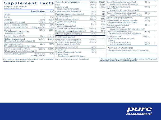 Pure Encapsulations Ultra Pure Pack - Daily Comprehensive Multivitamins - Supports Well-Being* - with Coenzyme Q10, Vitamin C & More - Non-GMO - 30 Packets