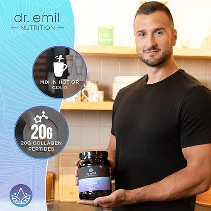DR. EMIL NUTRITION Multi Collagen Peptides Powder - 20g of Unflavored Hydrolyzed Collagen Protein Powder with Hyaluronic Acid for Hair, Skin, Nails and Joints - 30 Servings