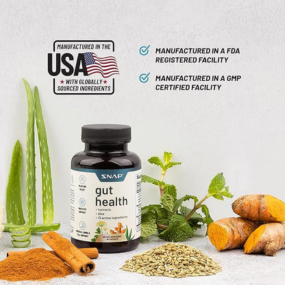 Snap Supplements Gut Health Supplements for Men and Women, Prebiotics and Probiotics for Digestive Health, Leaky Gut Repair Supplements, Gut Cleanse, Gut Repair, Digestive Probiotic (60 Capsules)