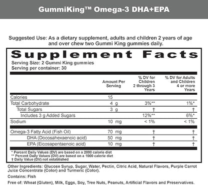 DHA Omega-3 Supplement, Lemon/Orange/Strawberry, 60 Count