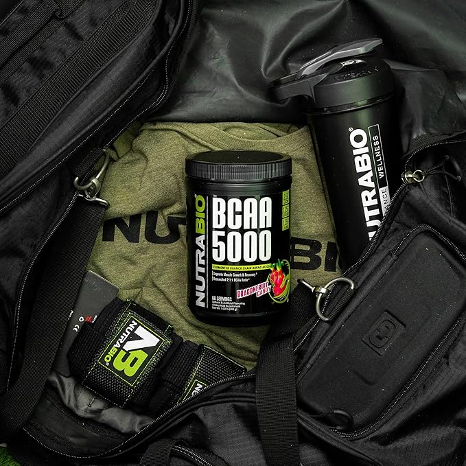 NutraBio BCAA 5000 Powder - Vegan Fermented BCAAs - Supports Lean Muscle Growth, Recovery, Endurance - 60 Servings - Dragonfruit Candy