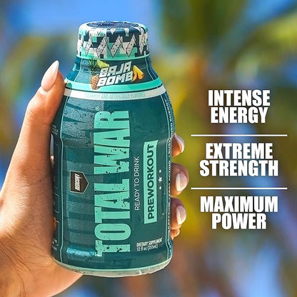 REDCON1 Total War Ready to Drink Pre Workout - Endurance Boosting, Keto Friendly RTD Formula - Amino Acid + Citrulline Malate Pre Workout Drink for Men & Women (Cali Splash, 12 Servings)