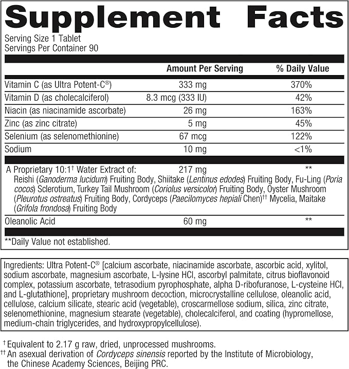Metagenics ImmuCore - 333 mg Vitamin C - Immune Support Supplement* - with Vitamin D, Zinc & Mushroom Extract - Gluten Free & Non-GMO - 90 Tablets