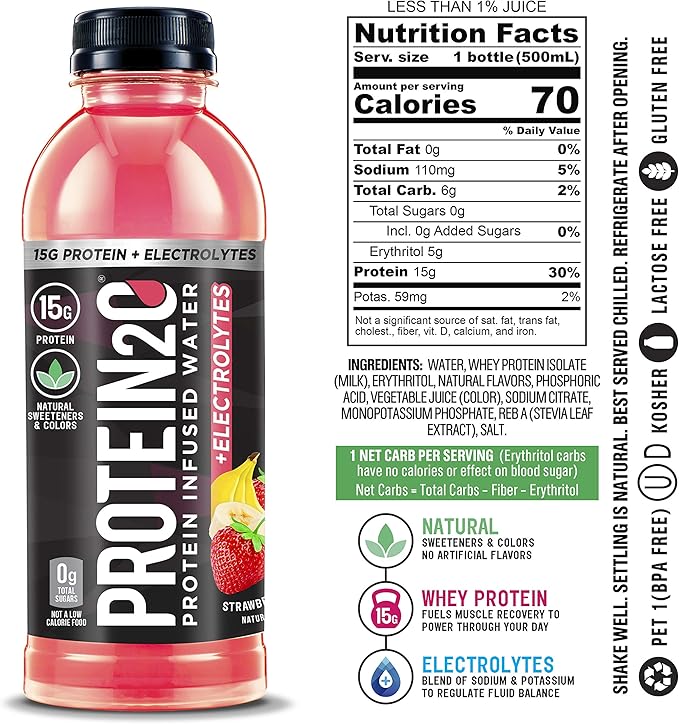 Protein2o 15g Whey Protein Isolate Infused Water Plus Electrolytes, Sugar Free Sports Drink, Ready To Drink, Gluten Free, Lactose Free, Electrolyte Variety Pack, 16.9 fl oz Bottle (12 Count)