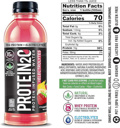 Protein2o 15g Whey Protein Isolate Infused Water Plus Electrolytes, Sugar Free Sports Drink, Ready To Drink, Gluten Free, Lactose Free, Electrolyte Variety Pack, 16.9 fl oz Bottle (12 Count)