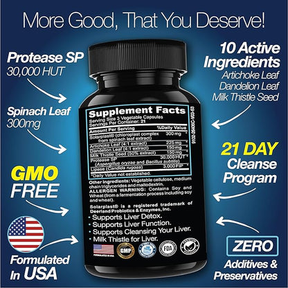Liver Cleanse Detox & Repair - 21 Day Cleanse - Natural Liver Support Supplement with Milk Thistle, Dandelion Root, Spinach Leaf, and Artichoke Extract for Liver Health