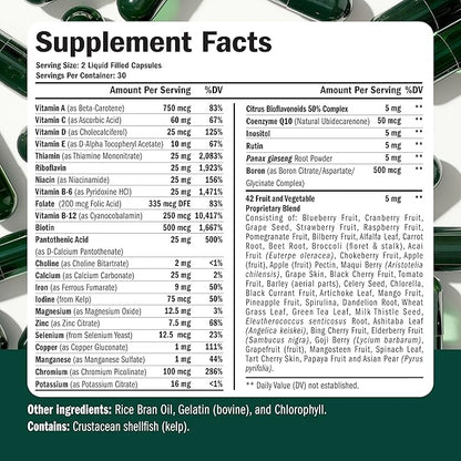 Multivitamin for Men - Daily Mens Multivitamins & Multiminerals with Vitamin A, C, D, E, B12, Zinc, Iron. Essential Vitamins for Men - Mens Vitamins for Energy, Focus & Mens Health. 60 Liquid Capsules