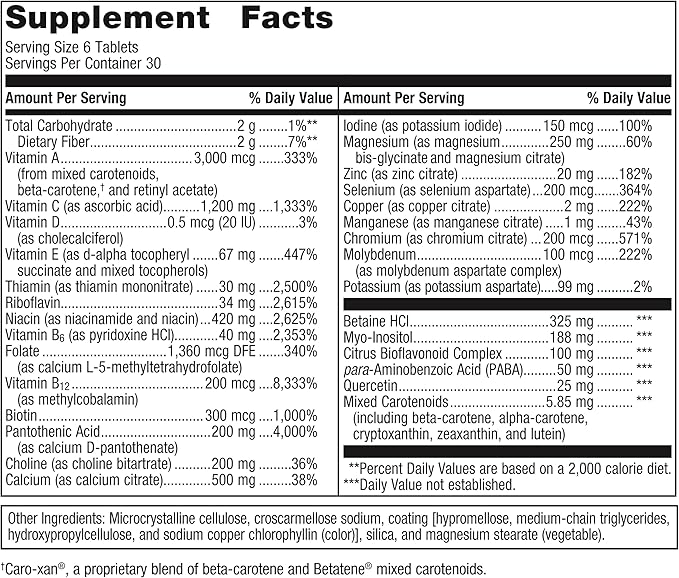 Metagenics Multigenics Multivitamin - Fast Release Multivitamin - Everyday Dietary Supplements - with Quercetin, Beta-Carotene & More - Non-GMO - Gluten-Free - 180 Tablets
