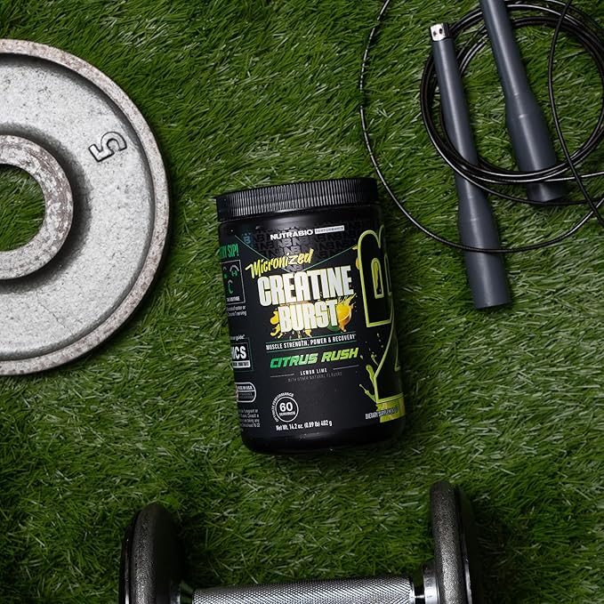 NutraBio Pure Creatine Monohydrate Powder Supplement, Citrus Rush, (300 g) - Supports Bulk Muscle Energy, Recovery, and Strength - HPLC Tested Pure Grade Creatine Powder Supplement for Men and Women