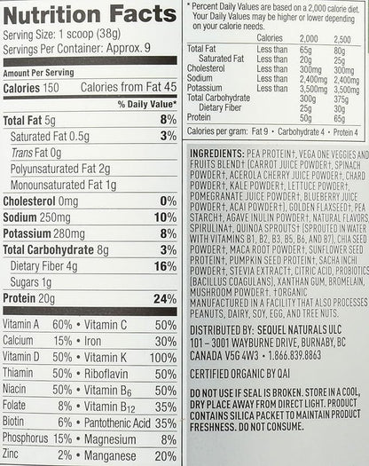 Vega Organic All-in-One Vegan Protein Powder, French Vanilla -Superfood Ingredients, Vitamins for Immunity Support, Keto Friendly, Pea Protein for Women & Men, 12.2 oz (Packaging May Vary)