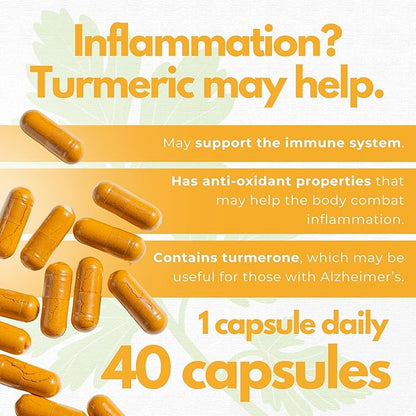 Neurobion Turmeric Curcumin 650 mg Herbal Supplement for Antioxidant Support, High Absorption Ultra Potent Turmeric Supplement Multivitamins Complex with B12, 40 Capsules