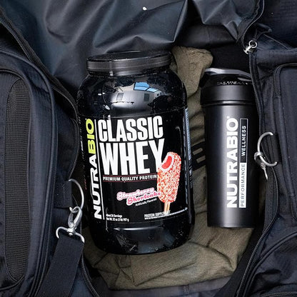 NutraBio Classic Whey Protein Powder Supplement - 25g of Protein Per Scoop - Full-Spectrum Amino Acid Profile with No Fillers, Artificial Colors, or Preservatives - Strawberry Shortcake, 2 Pounds