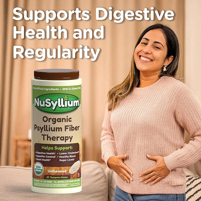 Psyllium Husk Powder, USDA Organic, 30.5 Oz, Dietary Fiber Supplement with Brown Sugar, Helps Digestive Health* Natural Orange, 72 Servings