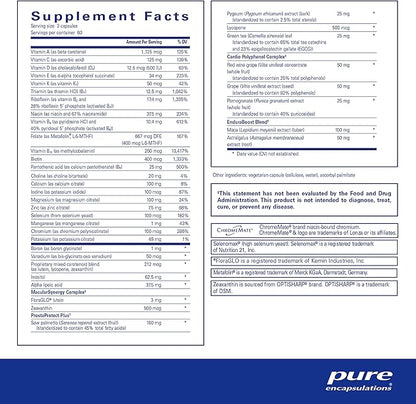 Pure Encapsulations Men's Nutrients - Multivitamin Mineral Supplement to Support Energy, Endurance & Stamina in Men Over 40* - with Vitamin D, Vitamin C & Trace Minerals - 180 Capsules