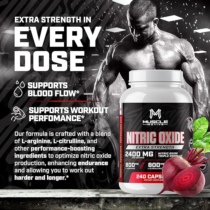 Nitric Oxide Supplement 2400mg with L-Arginine, L-Citrulline and Beet Root Extract, 240 Capsules